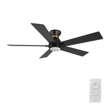 Ascender 52 Inch 5-Blade Flush Mount Smart Ceiling Fan with LED Light and Remote In Gold and Black
