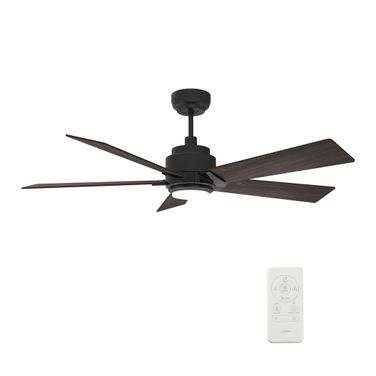 Ascender 52 Inch 5-Blade Flush Mount Smart Ceiling Fan with LED Light and Remote In Walnut and Black