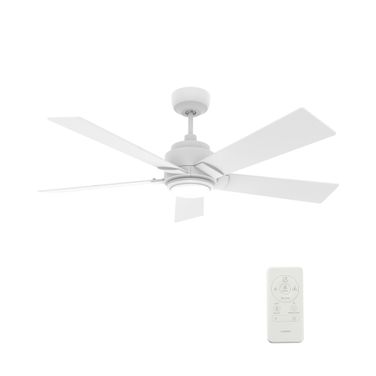 Ascender 52 Inch 5-Blade Smart Ceiling Fan with LED Light and Remote In White