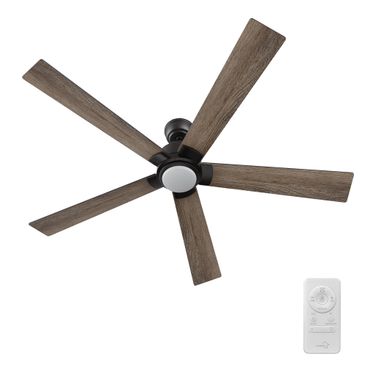 Ascender 60 Inch 5-Blade Flush Mount Smart Ceiling Fan with LED Light and Remote In Walnut and Black