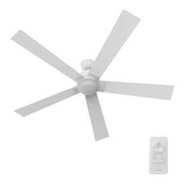 Ascender 60 Inch 5-Blade Flush Mount Smart Ceiling Fan with LED Light and Remote In White