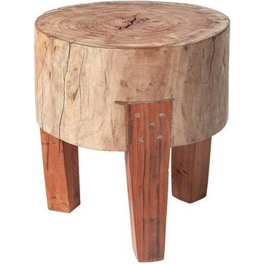Asco 15 Inch Rustic Solid Reclaimed Wood Stool