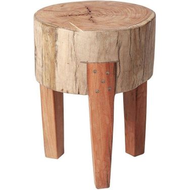 Asco 18 Inch Rustic Solid Reclaimed Wood Stool