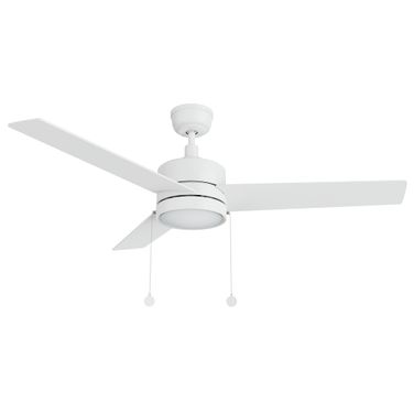 Ascott 52 Inch 3-Blade Ceiling Fan with LED Light and Pull Chain In White