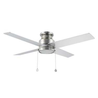 Ascott 52 Inch 4-Blade Ceiling Fan with LED Light and Pull Chain In Brushed Nickel and Silver