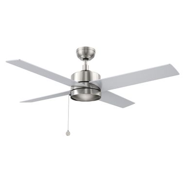 Ascott 52 Inch 4-Blade No Light Ceiling Fan with Pull Chain In Brushed Nickel and Silver