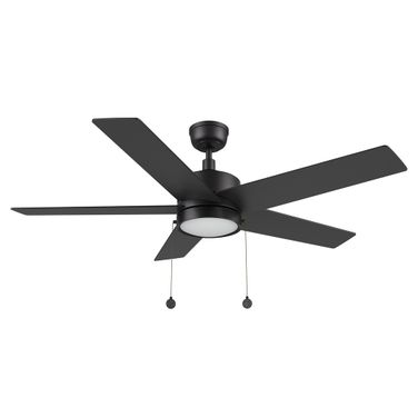 Ascott 52 Inch 5-Blade Ceiling Fan with LED Light and Pull Chain In Black