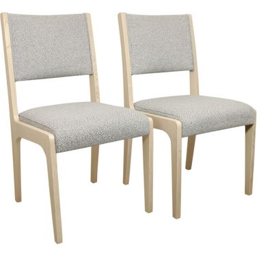 Ash Gray Boucle Upholstered Side Chair Set of 2