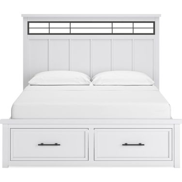 Ashbryn California King Panel Storage Bed In White/Natural