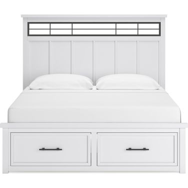 Ashbryn King Panel Storage Bed In White/Natural