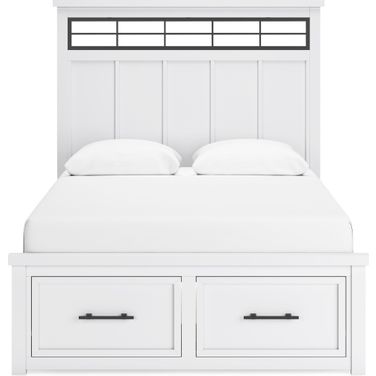 Ashbryn White And Natural Queen Panel Storage Bed