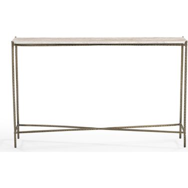 Asher 48 Inch Console Table with Travertine Top