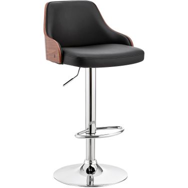 Asher Adjustable Black Faux Leather and Chrome Finish Bar Stool