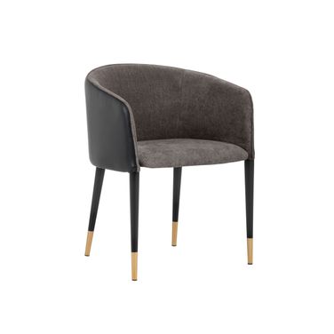 Asher Dining Armchair In Sparrow Grey and Napa Black