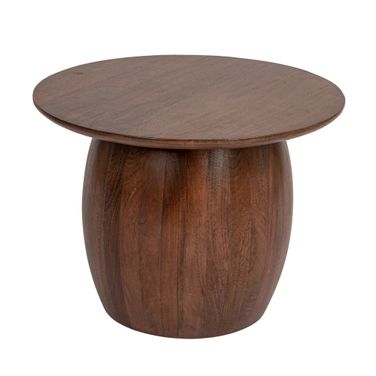 Asher Mango Wood Round Accent Table In Walnut