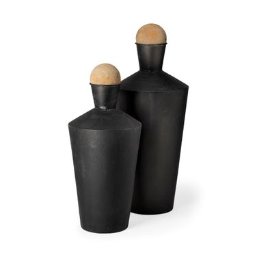 Asher Metal Urns Set of 2 In Black