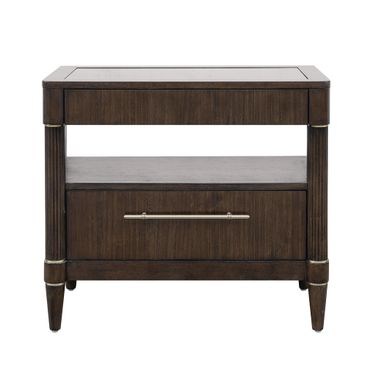 Asher Park Glass Top Bachelor's Chest In Brown