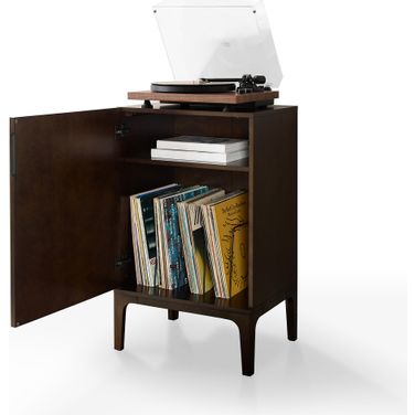 Asher Record Storage Stand In Dark Brown