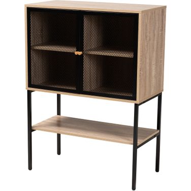 Asher Wood and Metal 2 Door Sideboard In Natural Brown and Black