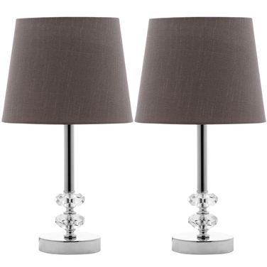 Ashford 16-Inch H Crystal Dark Grey Lamp in Clear Set of 2