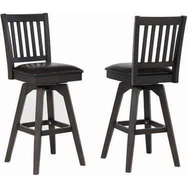Ashford 30 Inch Slat Back Swivel Bar Stool/vinyl seat, Black Set of 2