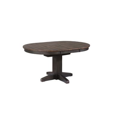 Ashford Round Pedestal Dining Table In Black and Rustic Walnut
