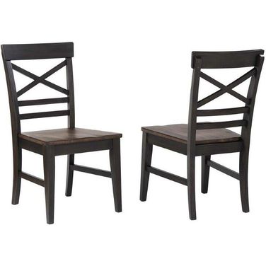 Ashford X Back Side Chair, Black and Rustic Walnut Set of 2