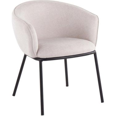 Ashland Contemporary Chair In Black Steel And Cream Fabric