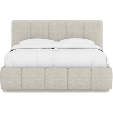 Ashlar King Upholstered Panel Bed In Bisque and Ecru