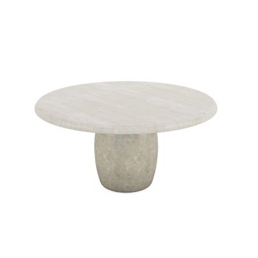 Ashlar Round Dining Table In Bisque and Sanded Bronze