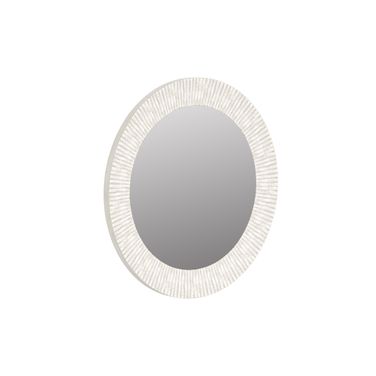 Ashlar Round Mirror In Bisque