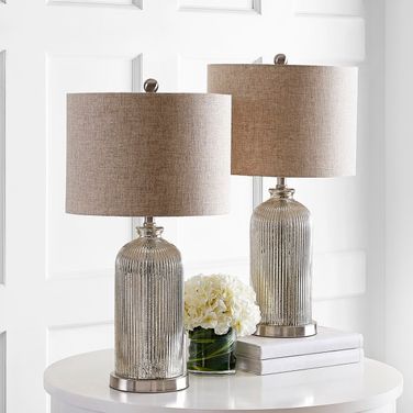 Ashson Silver and Ivory Table Lamp Set of 2