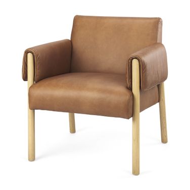 Ashton Accent Chairin Brown Leather with Light Wood