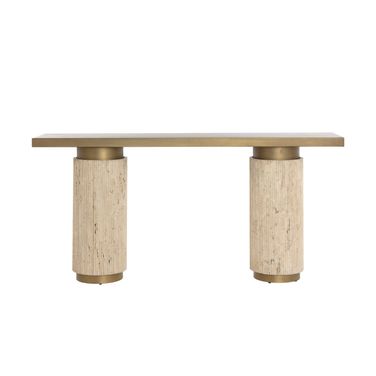 Ashva Console Table In Natural and Antique Brass
