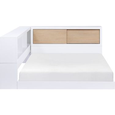 Asker Full Bookcase Corner Platform Bed In White and Brown