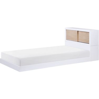 Asker Twin Bookcase Platform Bed In White and Brown