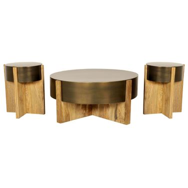 Aspen 42 Inch Round Occasional Table Set In Barton Bronze