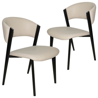Aspen Modern Dining Chair Set of 2 Black Frame In Light Grey