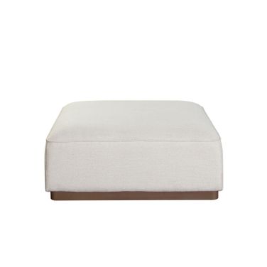 Aspen Ottoman In Cream Polyester Fabric with Wood Trim