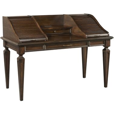 Grand Classic 66 Inch Roll Top Writing Desk In Dark Brown