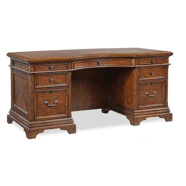 Aspenhome Hawthorne 66" Junior Executive Desk in Brown Cherry