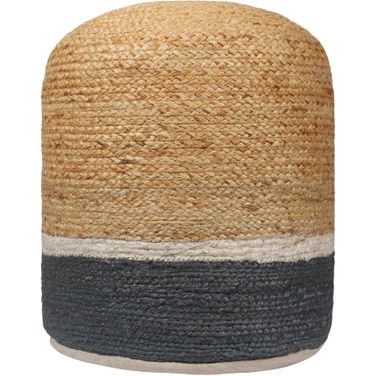 Aspho Striped Indoor Handmade Pouf In Natural and Gray