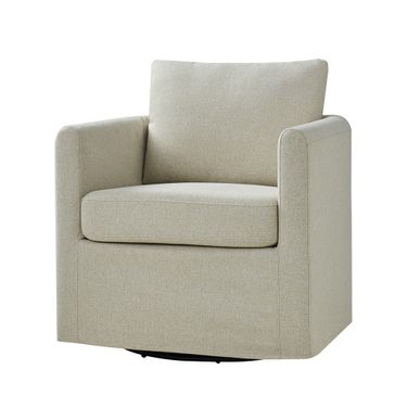 Asser Slipcovered Swivel Chair In Linen