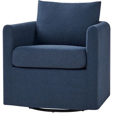 Asser Slipcovered Swivel Chair In Navy
