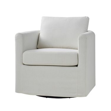 Asser Slipcovered Swivel Chair In White