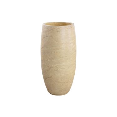 Aster Travertine Look Tall Planter In Taupe and Natural