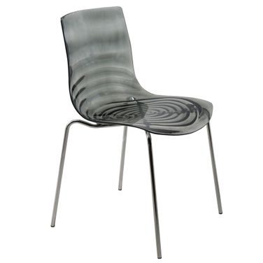 Astor Water Ripple Design Dining Chair In Black Base and Transparent Black Seat