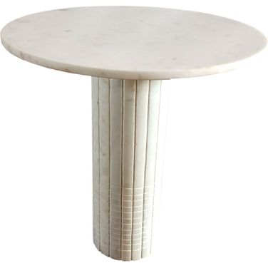 Astoria Round Genuine Marble End Table White