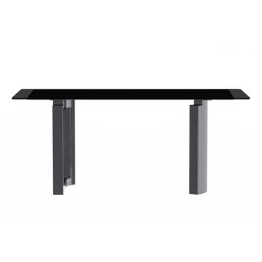 Astra 55 Inch Glass Top with Stainless Steel Base Dining Table In Black