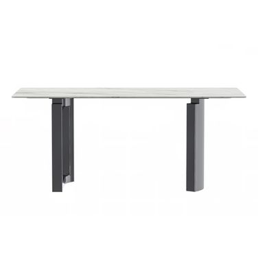 Astra 71 Inch Sintered Stone Top with Stainless Steel Base Dining Table In White